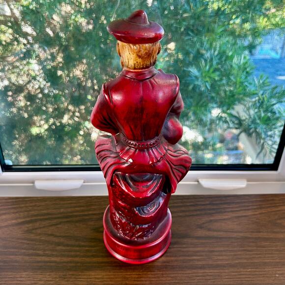 Vintage Scottish Bagpiper Figurine – Red Chalkware Musician Statue 12” Tall - Picture 13 of 16